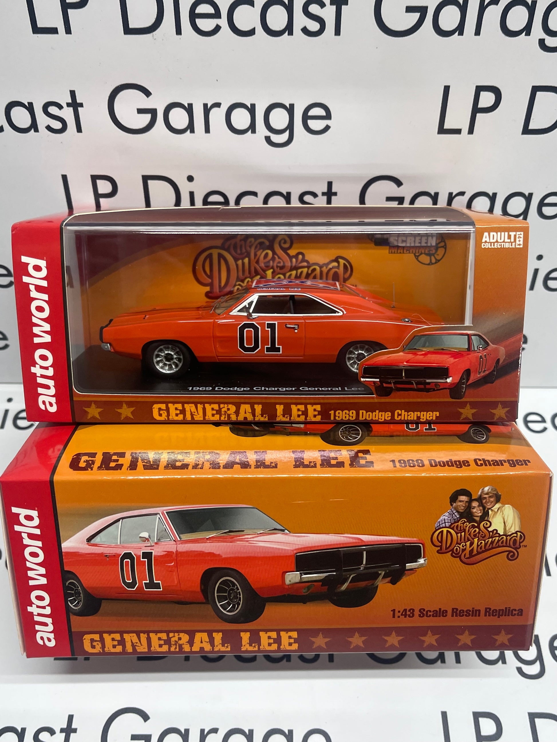 AUTO WORLD 1969 Dodge Charger General Lee Dukes of Hazzard 1:43 Resin – LP  Diecast Garage