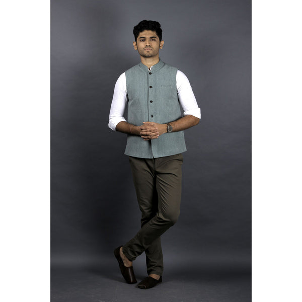Cotton Blend White(Base) Mens Wedding Wear Nehru Jacket, Size: 36-44 at Rs  699/piece in Ludhiana