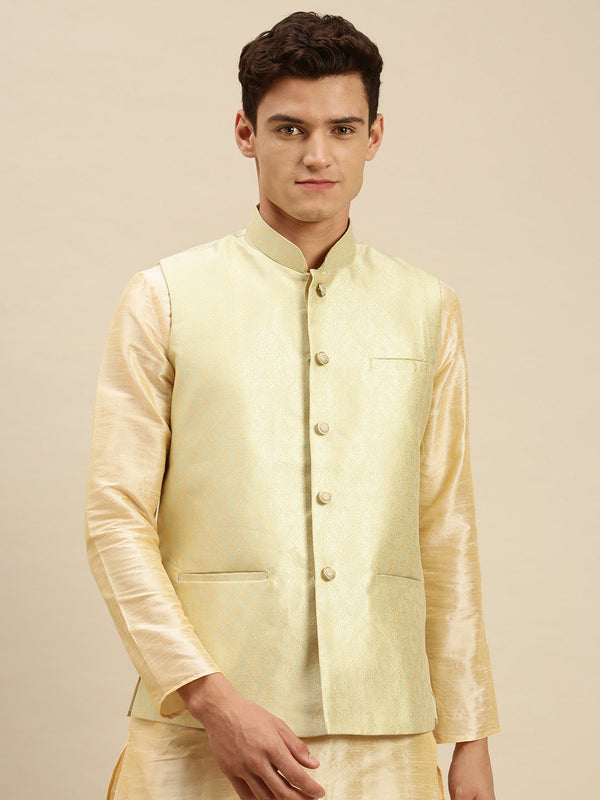 Art Silk Stripe Nehru Jacket in Beige | Nehru jackets, Beige jacket, Modi  jacket