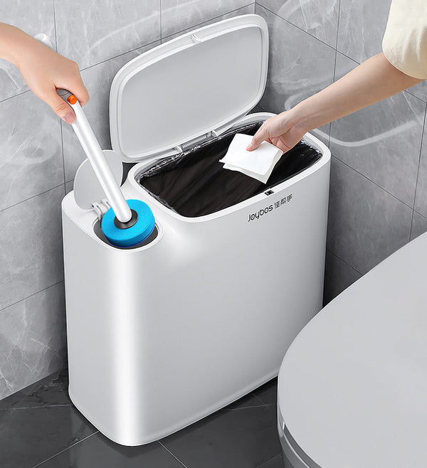 JOYBOS Poubelle de salle de bain avec couvercle, poubelle d'ensachage  automatique, fine de 10 litres, petite poubelle en plastique, poubelle  étroite