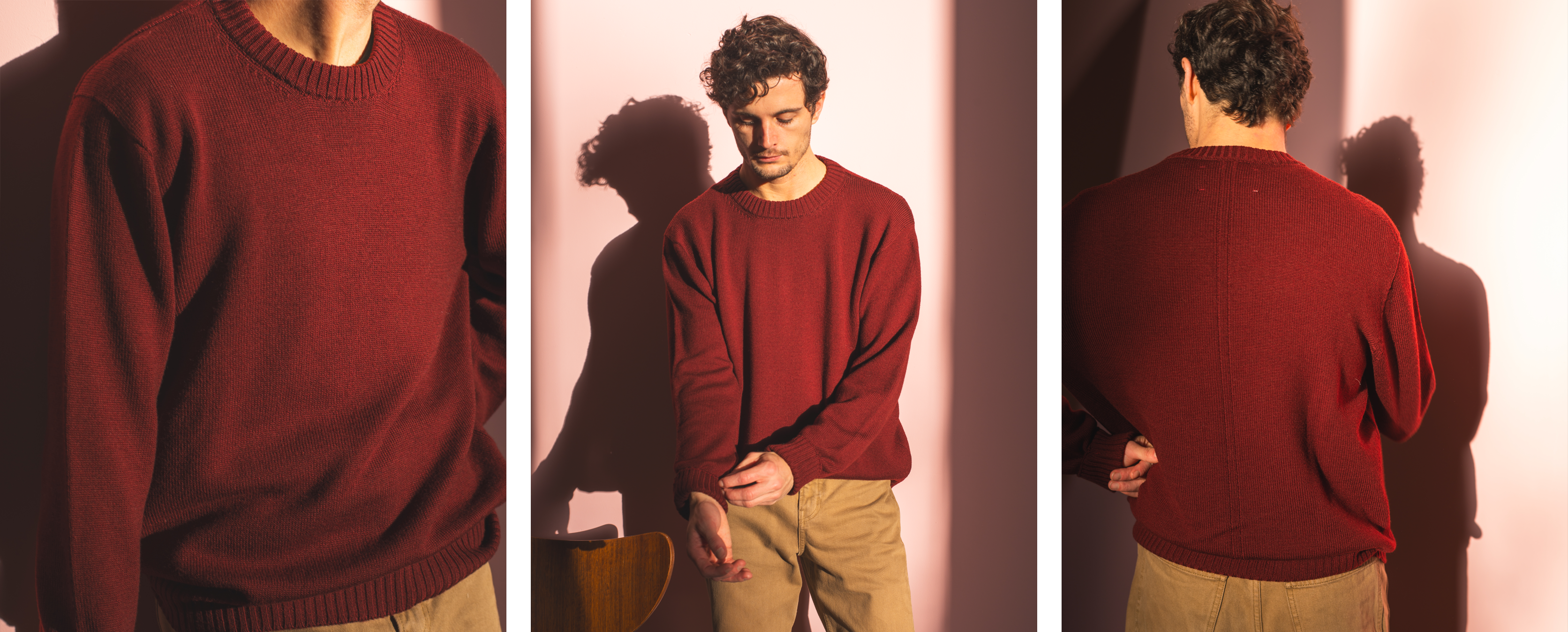 Merino Crewneck Jumper in Garnet