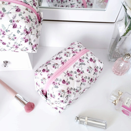 NEW - Twelve NYC small makeup bags set of 2 - pink floral