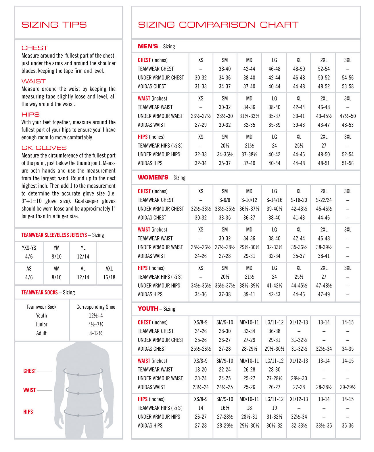 Select Uniform Size Guide – Arden Park Soccer Club