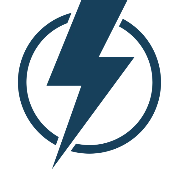 Blue lightning bolt inside a circle, symbolizing speed and energy.