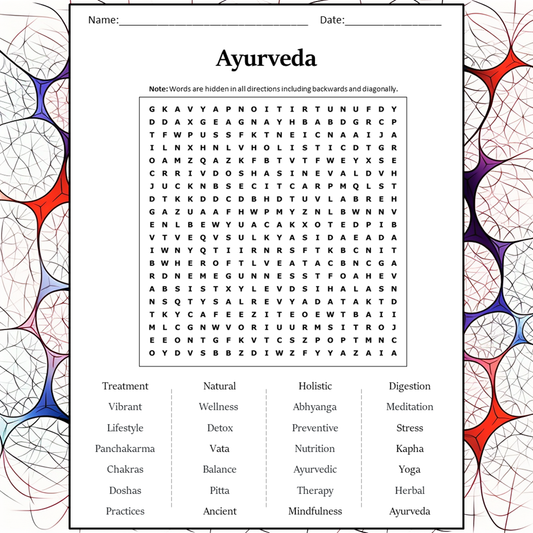 Yoga Poses Word Search Puzzle Worksheet PDF – PrintableBazaar