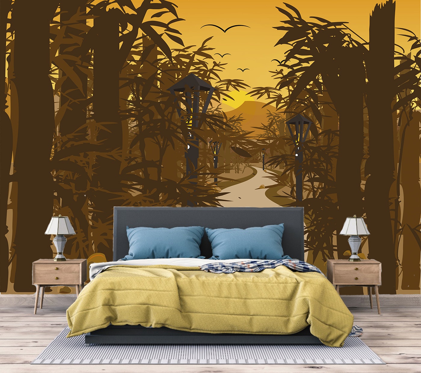 Sembrar Lleno Banquete Papel Mural / Bamboo Sunset – PortalDeco