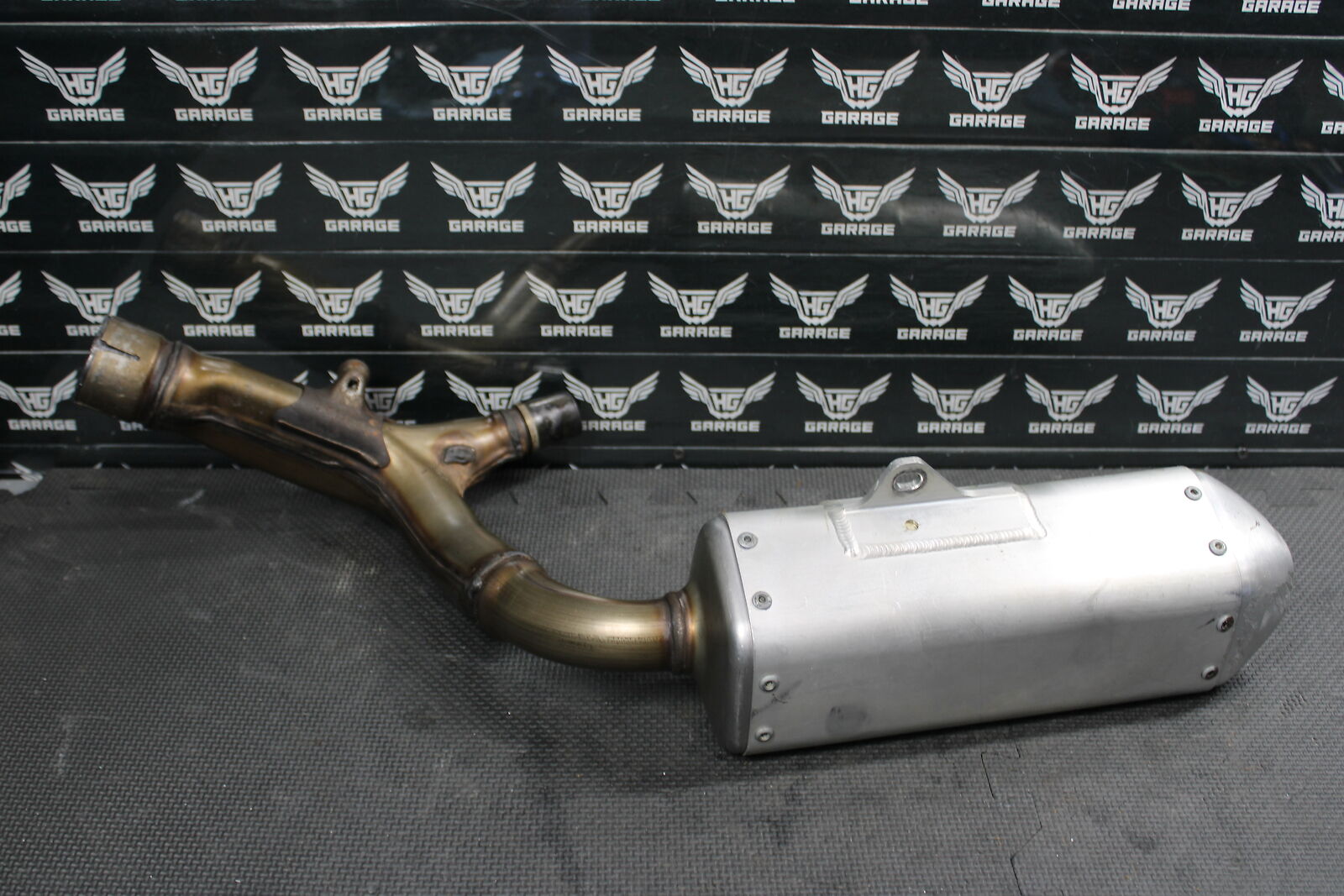 2014 HONDA CRF450R OEM LEFT MUFFLER EXHAUST SILENCER SLIP ON PIPE 18410-MEN-309