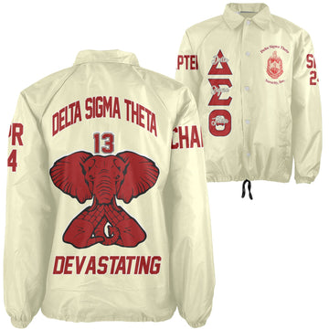 Personalized Delta Sigma Theta Crossing Jackets Cream Elephant And Delta Sign Style