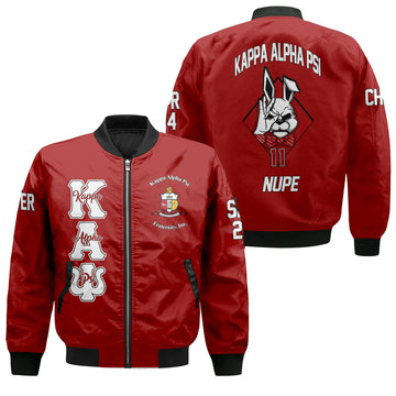 Personalized Kappa Alpha Psi Bomber Jackets Red KAP Rabbit Style