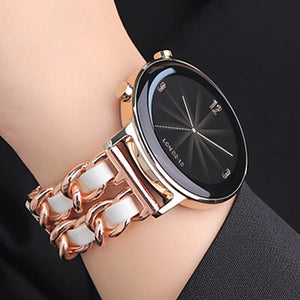 Sleek Leather & Stainless Link Galaxy Watch Band - Sierra Style Co. - Galaxy Note 5 Arm Band