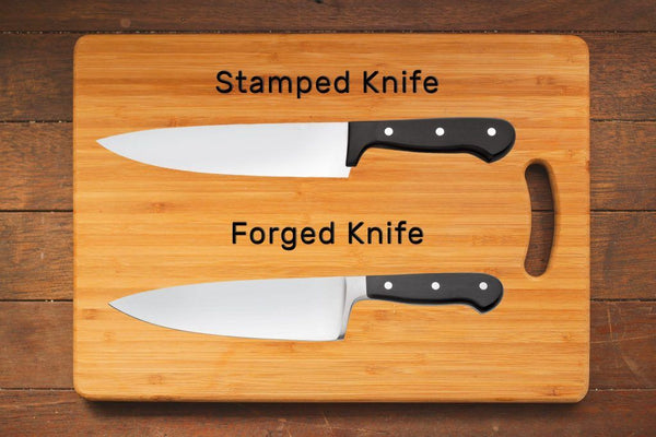 A graphic comparing forged vs stamped knife blades.