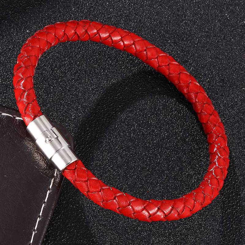 Classic Style Men Leather Bracelet Simple Copper Button Neutral Accessories Hand-woven Jewelry Leather Bracelet for Female