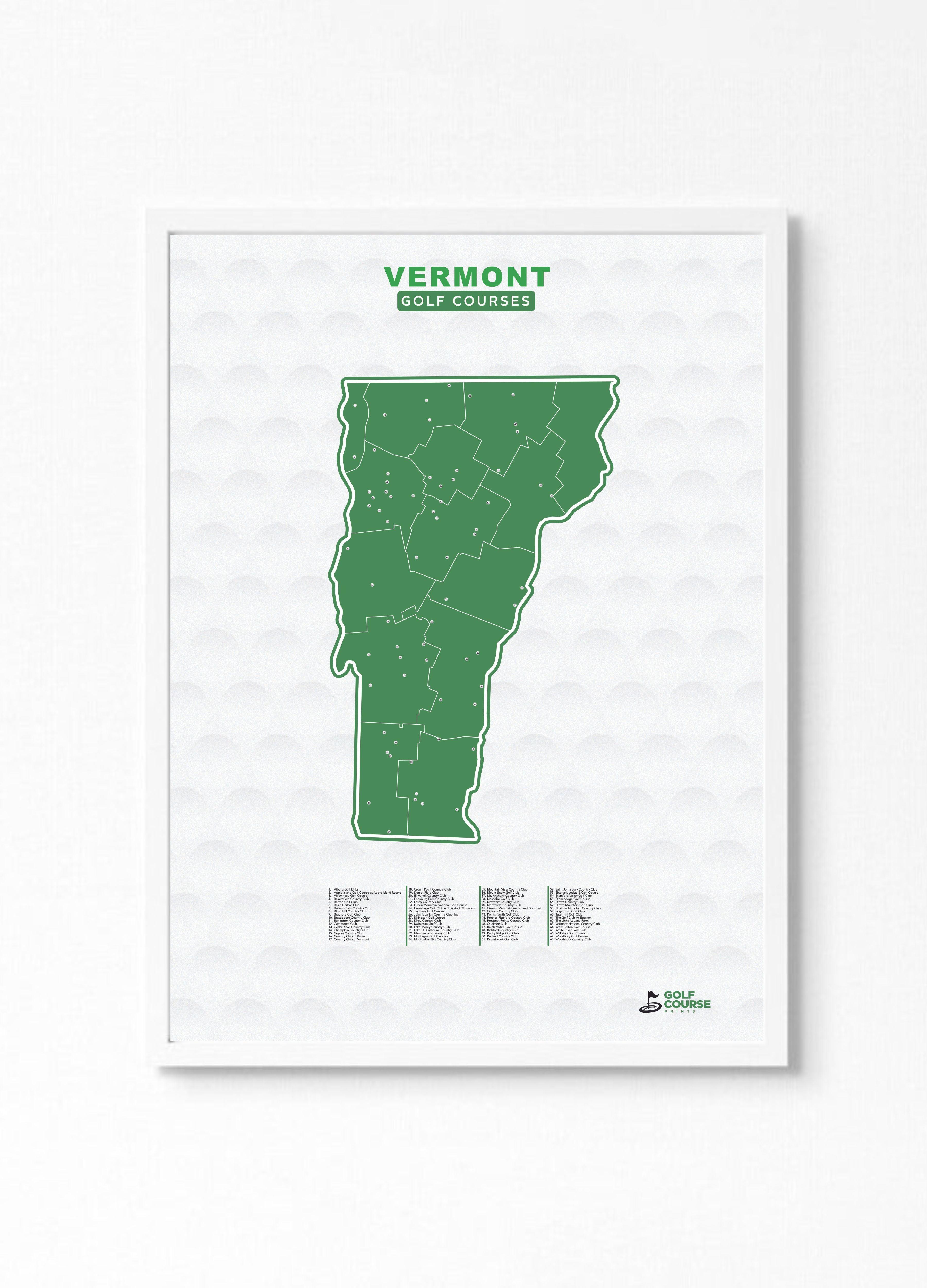 Perfect Vermont Golf Course Map Gift For Fans Golf Course Prints