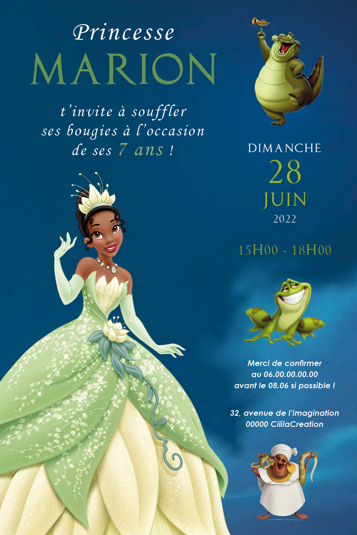 Invitation Anniversaire Personnalisable La Princesse Et La Grenouill Cililacreation