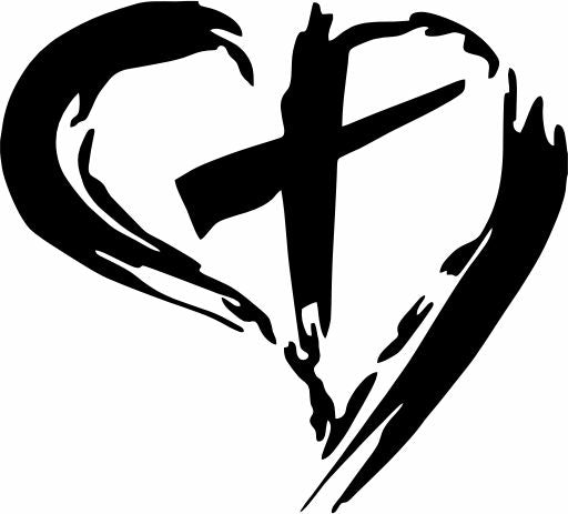 Blessed Cross Heart Sticker - U.S. Custom Stickers