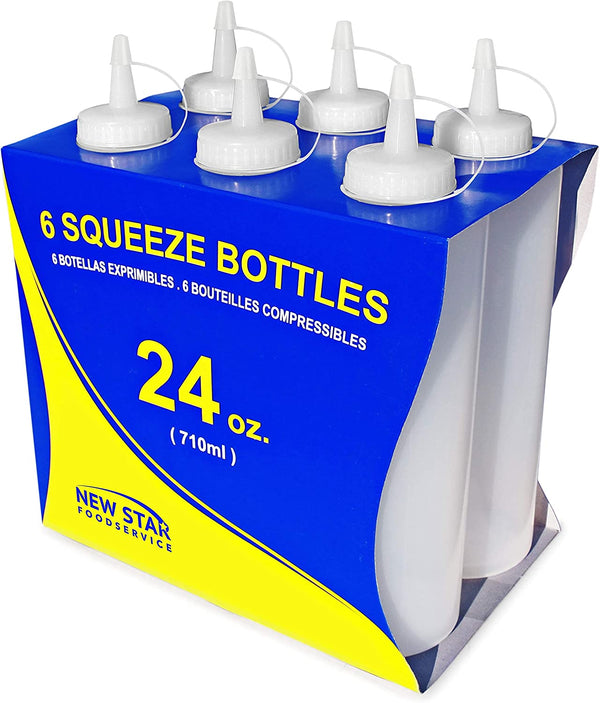 New Star Foodservice 26467 Squeeze Bottles, Plastic, 8 oz, Yellow, Pac