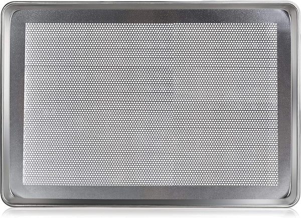 New Star Foodservice 38446 Commercial-Grade 18-Gauge Aluminum Sheet Pan/Bun  Pan and Silicone Baking Mat Set, 15 L x 21 W x 1 H (Two-Thirds Size) 