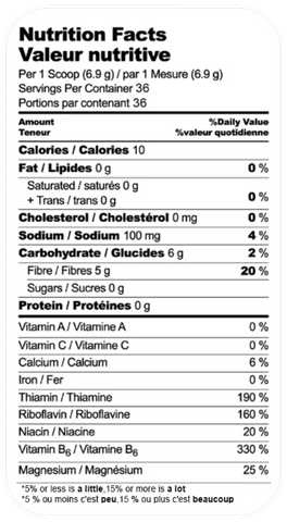 HYDR8 Electrolytes Citrus Charge Nutrition Table