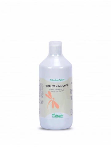 Flacon de 1 litre de vitalité immunité Nutragile. Pour booster les défenses immunitaires de vos chevaux