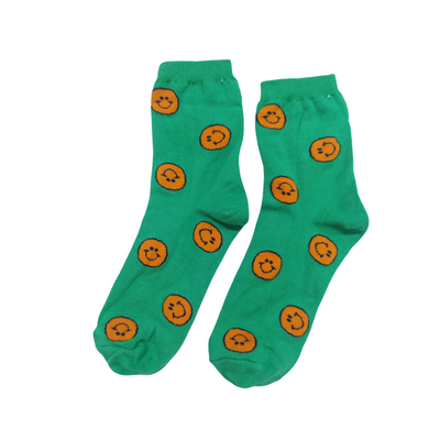 Green face smiley funky socks - SOXO #1 Imported Socks Brand in Pakistan