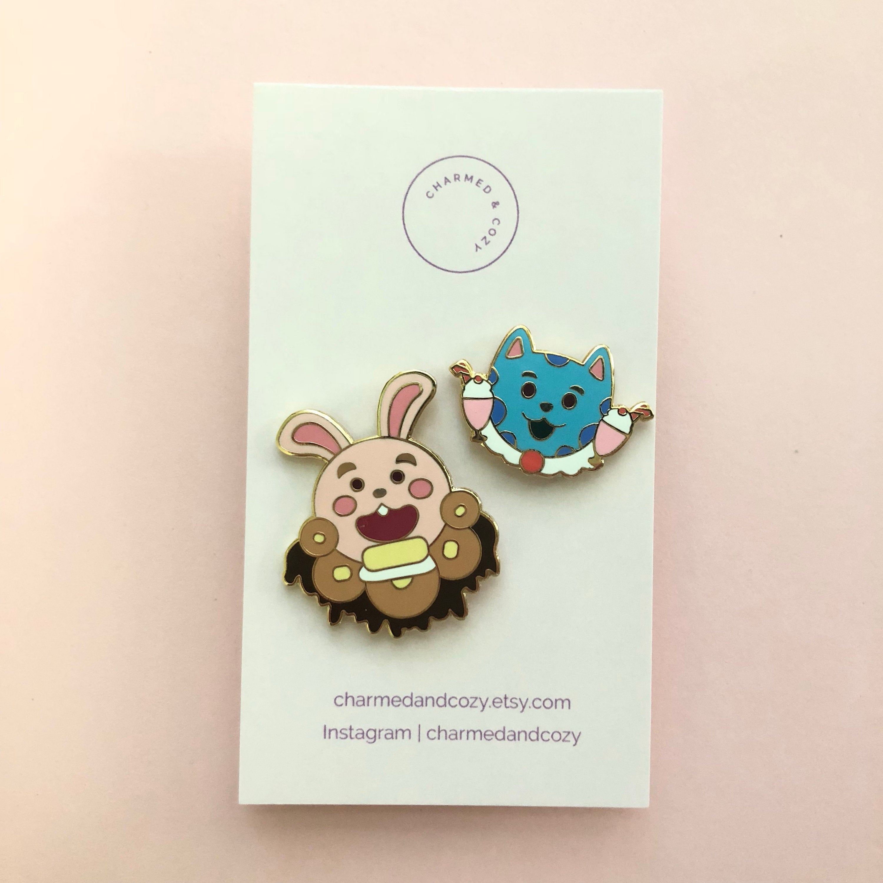 Milkshake Kitty Pancake Bunny Pin Set – Charmed & Cozy