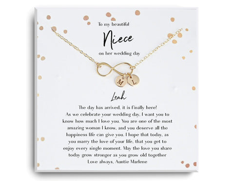 To my niece on her wedding Day - Niece of the bride Wedding Day Gift Necklace - Aunt to Bride Gift - Bride Jewelry Gift - Wedding day card