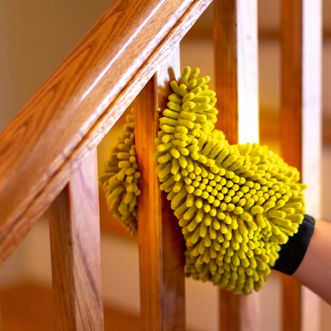 Wash mitts great for cleaning stair banister