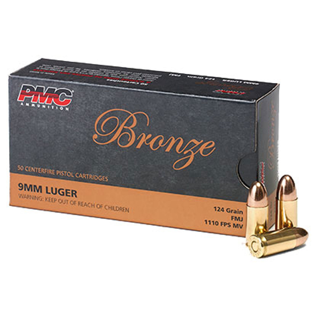 PMC 9mm Luger 124gr Bronze Full Metal Jacket Ammunition - 50 Round Box L 124 Graip, My Hlomw, 