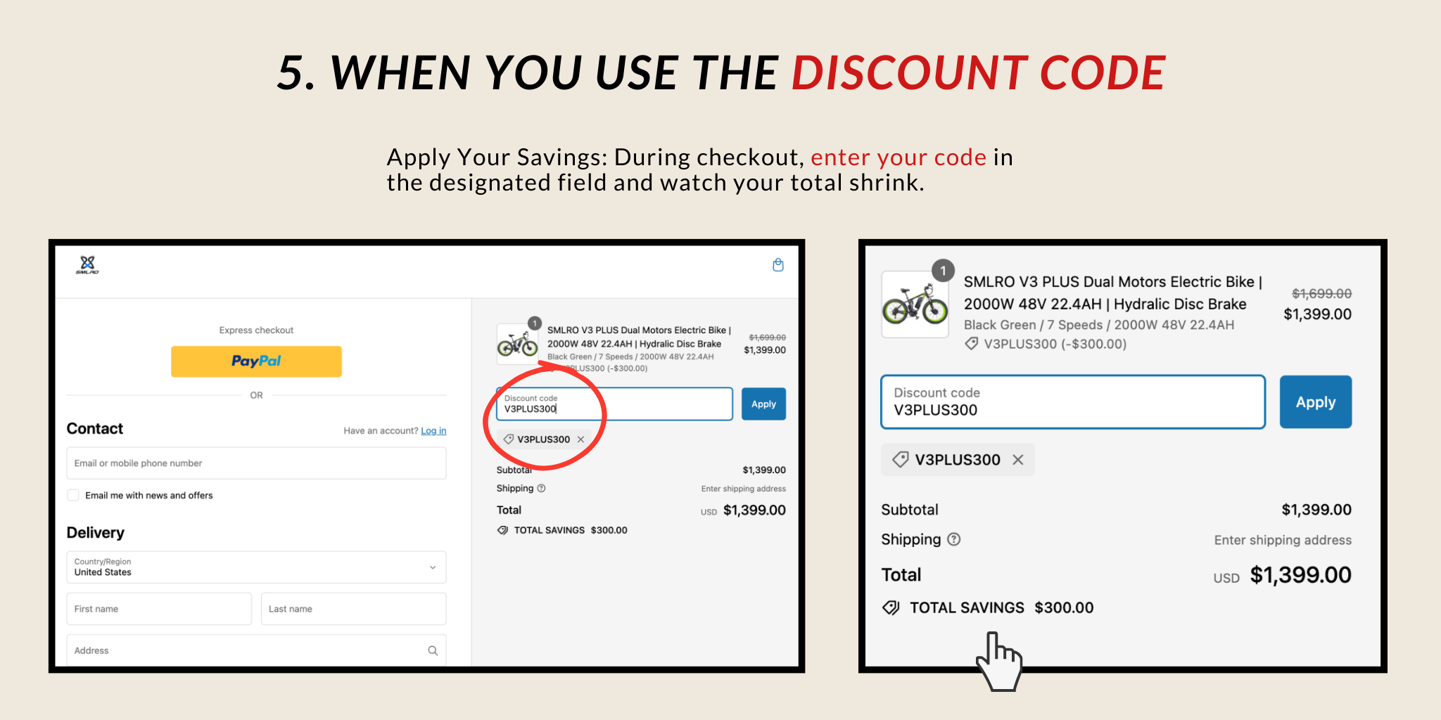 smlro ebike discount code using guide