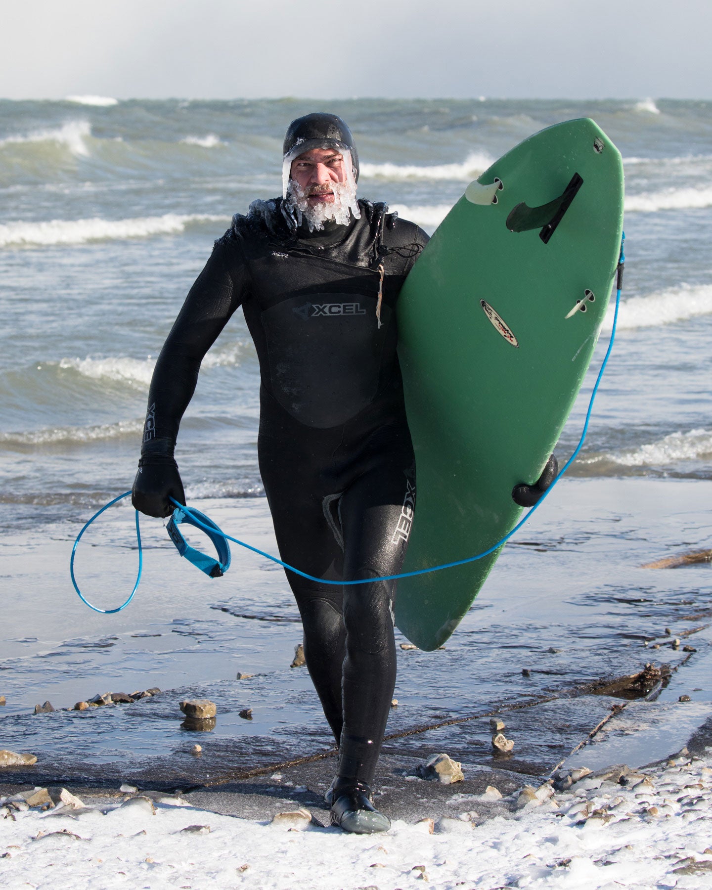 Lucas Murnaghan Surf the Greats Great Lake Surfing Georgian Bay Collingwood Canada Ontario Ice Beard