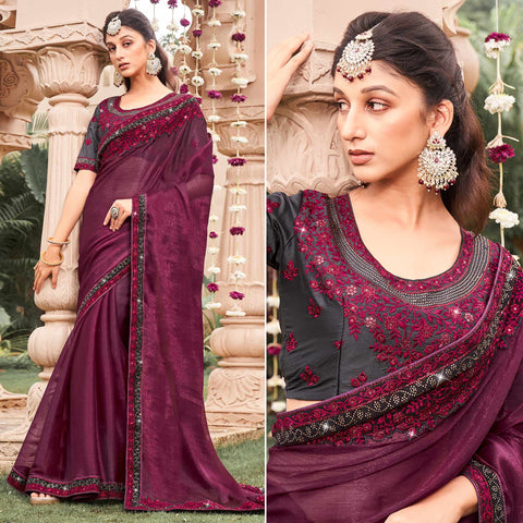 Georgette Fabric Pink Color Patterned Saree With Printed Work