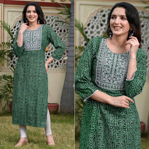 bandhej 2.0 collection Embroidery work Kurti at Rs 500 | Designer Kurtis in  Surat | ID: 25471216548