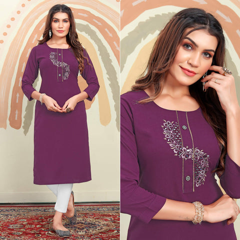 Plus Size Art Silk Casual Wear Kurti In Dark Purple Colour - KR5500092