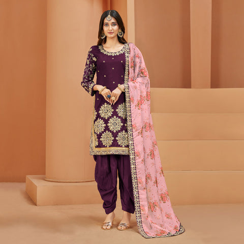 Buy Print Work Cotton Multi Colour Punjabi Suit | Punjabi Patiala Suits