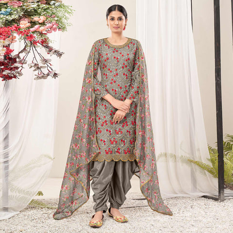 Art Silk With Real Mirror Work Punjabi Patiala Suit, Semi Stitched at Rs  1150 in Surat