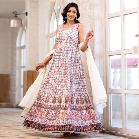 Georgette Anarkali Suit, Pattern : Embroidery at Rs 3,499 / Piece in Surat  | nakshatra creations pvt ltd