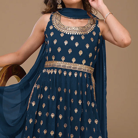 Georgette Party Wear Girls Naira Cut Palazzo Suit, A-line at Rs 1295/set in  Mumbai