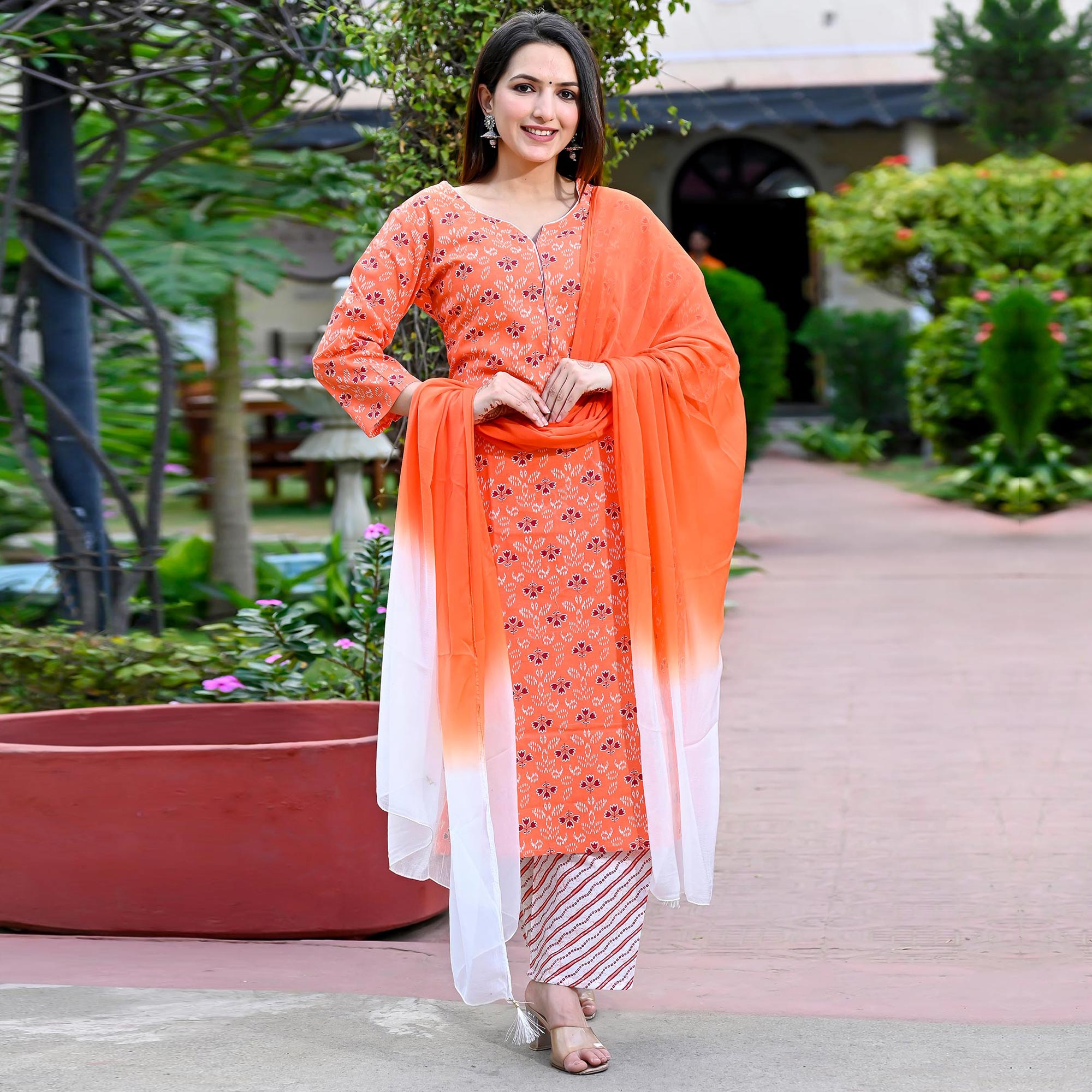 Pink Printed Pure Cotton Salwar Suit