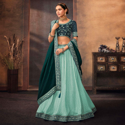 Grey Floral Printed Art Silk Lehenga Choli