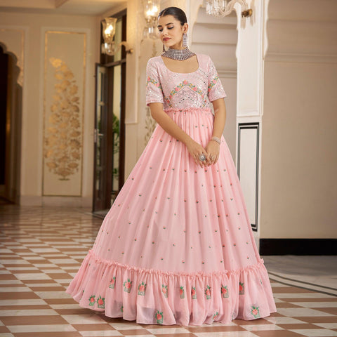 Buy Baby Pink & Wine Baby Pink Georgette Salwar Kameez Online |  Sareeslane.com | Designer anarkali dresses, Designer dresses indian, Party wear  dresses