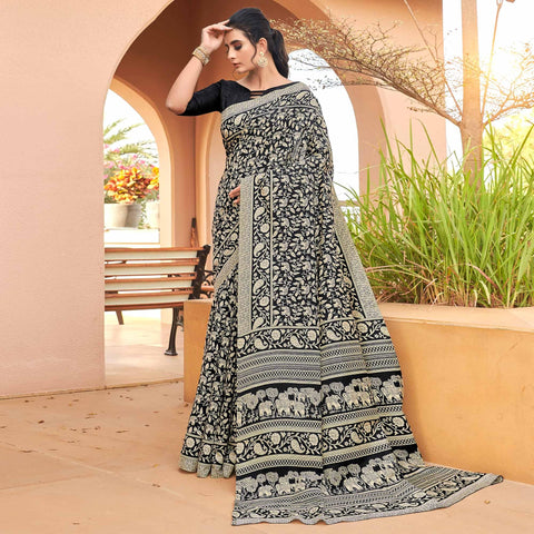 black casual wear floral printed bhagalpuri silk saree peachmode 1 9bca45f8 4199 40e2 9767 53b31c4b2b9c large