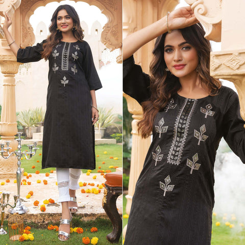 Designer Sequins Work Partywear Kurti In Black Colour - KSM PRINTS - 4169081