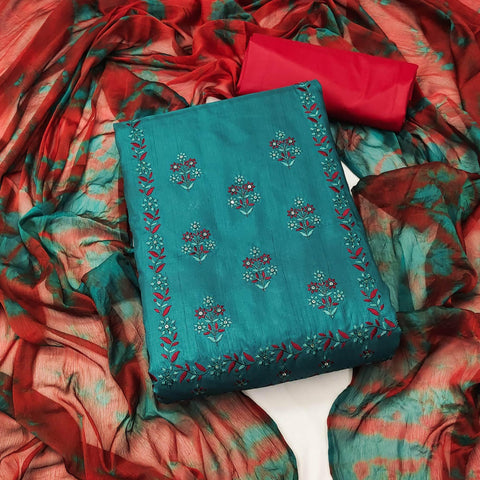Buy Women's Jacquard Green Banarasi Silk Woven Salwar Suit (Dress) Material  With Dupatta.(Janasya) Online In India At Discounted Prices
