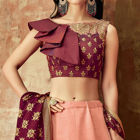 Offwhite Solid Georgette Lehenga Choli