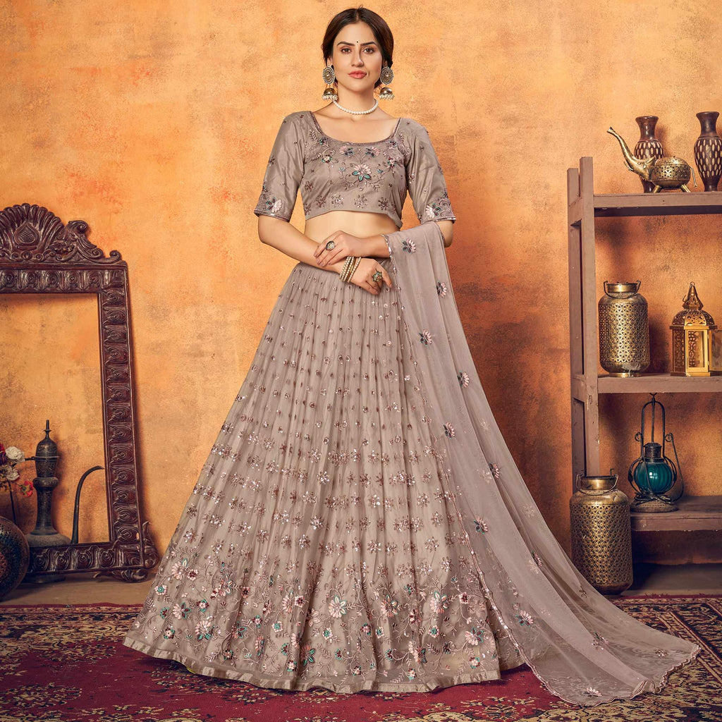 Pink Net Sangeet Lehenga Choli