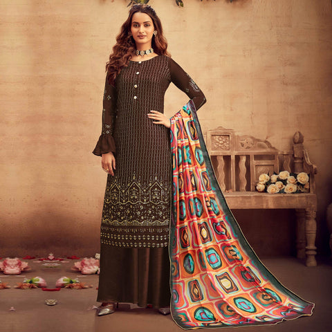 Rani Georgette Embroidered Salwar suit - 66962 - Salwar