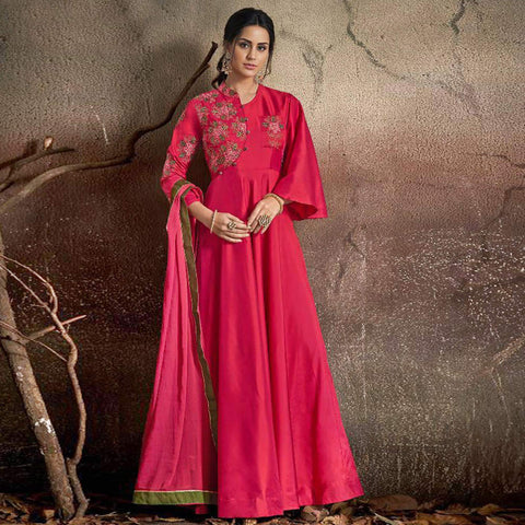 Buy Venticko Creation Women's tapeta Silk Bridal Gown and Anarkali Type  Suit (red) at Amazon.in