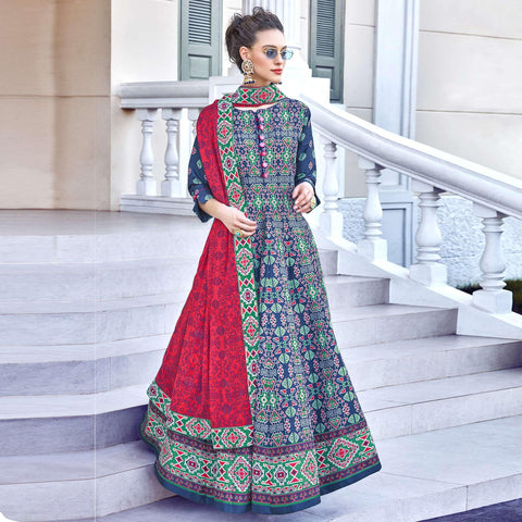 Printed Crepe Print with Fancy Sequence Belt Anarkali Gown, Full Sleeve at  Rs 1299/piece in Surat