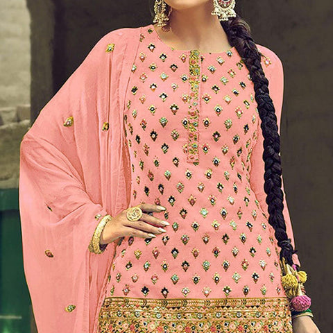 Buy Pink Full Sleeve Churidar Suits Online for Women in USA