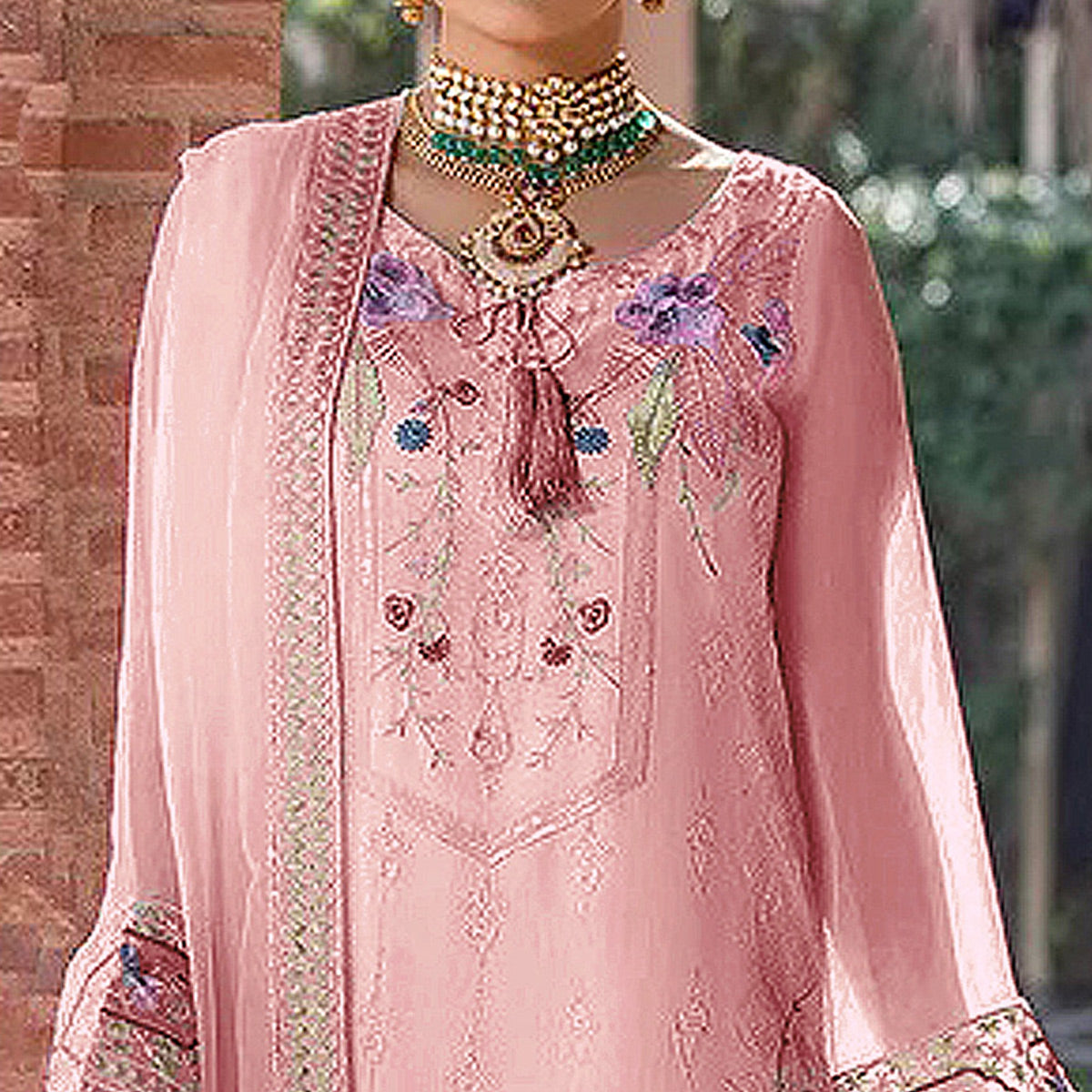 Plain Georgette Palazzo in Baby Pink : BNJ602